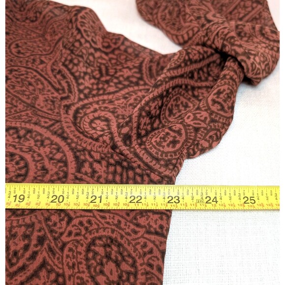 Liz Claiborne Women's Blouse Size LT Brown Paisley 3/4 Sleeve Semi-Sheer Boho - Picture 6 of 10